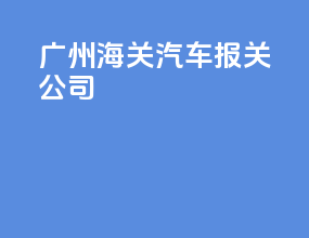 广州海关汽车报关公司