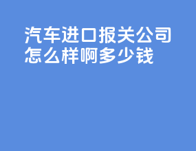 汽车进口报关公司怎么样啊多少钱