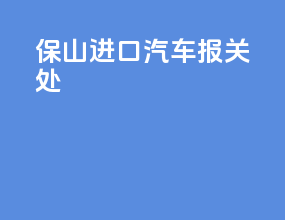 保山进口汽车报关处