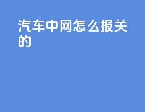 汽车中网怎么报关的