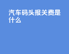 汽车码头报关费是什么