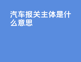 汽车报关主体是什么意思