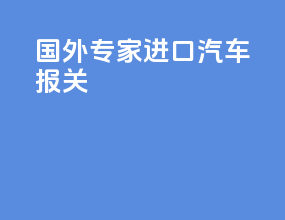 国外专家进口汽车报关