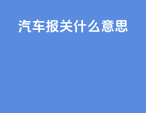汽车报关什么意思