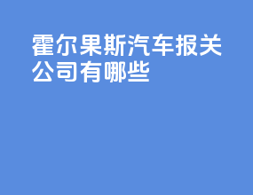 霍尔果斯汽车报关公司有哪些