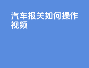 汽车报关如何操作视频