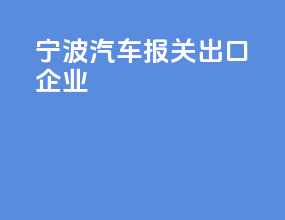 宁波汽车报关出口企业