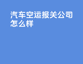 汽车空运报关公司怎么样