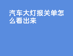 汽车大灯报关单怎么看出来