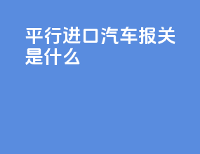 平行进口汽车报关是什么