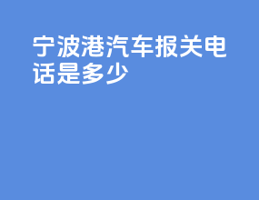 宁波港汽车报关电话是多少