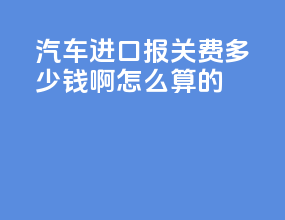 汽车进口报关费多少钱啊怎么算的