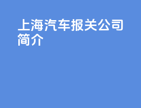 上海汽车报关公司简介