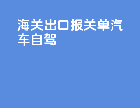 海关出口报关单汽车自驾