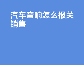 汽车音响怎么报关销售