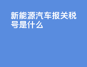 新能源汽车报关税号是什么