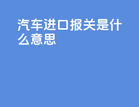 汽车进口报关是什么意思
