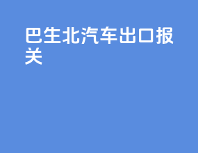 巴生北汽车出口报关