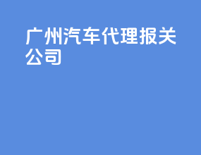 广州汽车代理报关公司
