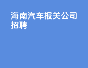 海南汽车报关公司招聘