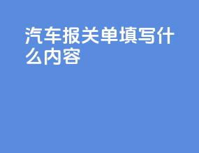汽车报关单填写什么内容