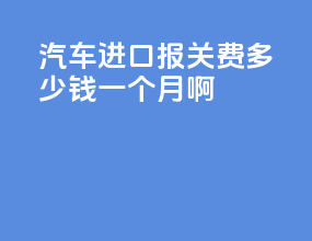 汽车进口报关费多少钱一个月啊