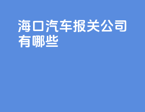 海口汽车报关公司有哪些