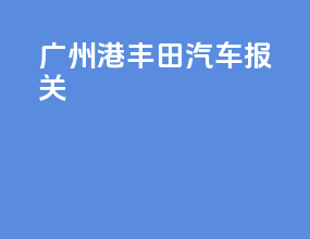 广州港丰田汽车报关