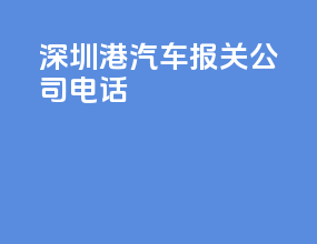 深圳港汽车报关公司电话