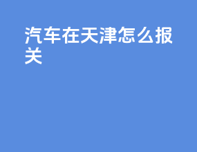 汽车在天津怎么报关