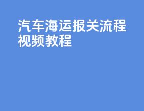 汽车海运报关流程视频教程