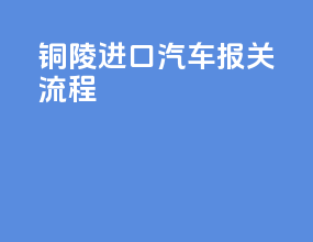 铜陵进口汽车报关流程