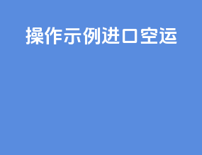 操作示例 进口空运