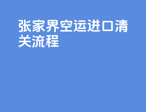 张家界空运进口清关流程