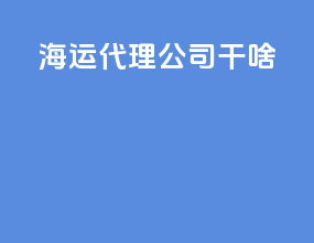 海运代理公司干啥