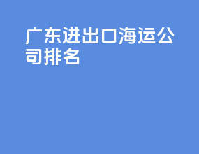 广东进出口海运公司排名