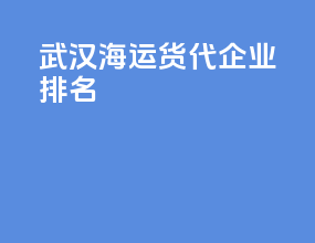武汉海运货代企业排名