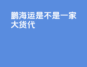 鹏海运是不是一家大货代