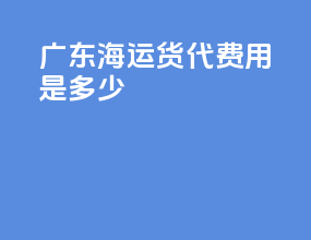 广东海运货代费用是多少