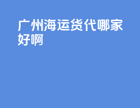 广州海运货代哪家好啊