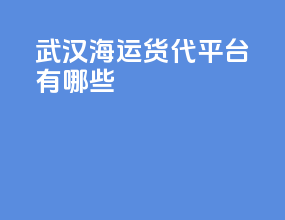 武汉海运货代平台有哪些