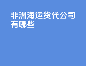 非洲海运货代公司有哪些