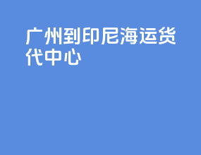 广州到印尼海运货代中心