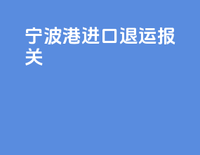 宁波港进口退运报关