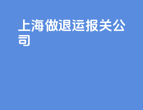上海做退运报关公司