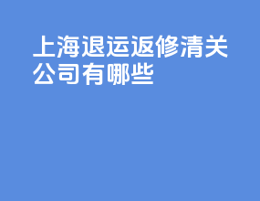 上海退运返修清关公司有哪些