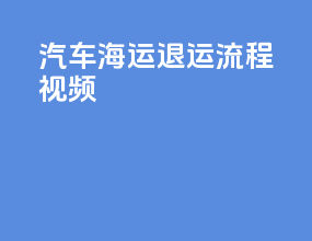 汽车海运退运流程视频
