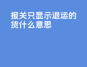 报关只显示退运的货什么意思