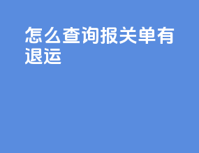 怎么查询报关单有退运