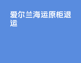 爱尔兰海运原柜退运